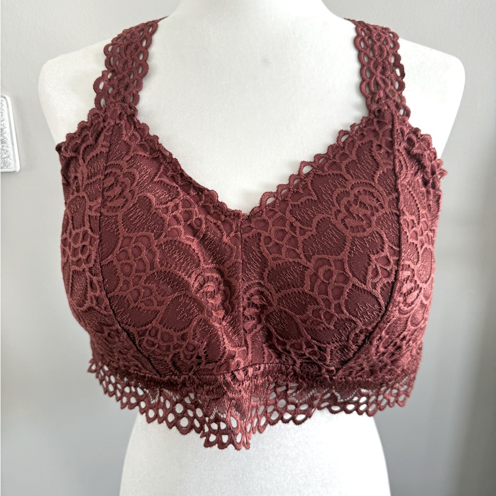 NWT Maurices Lace Racerback Bralette in Burnt Orange